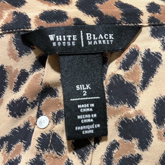White House Black Market - Leopard Print - Silk Button Down Top - Picture 4 of 5